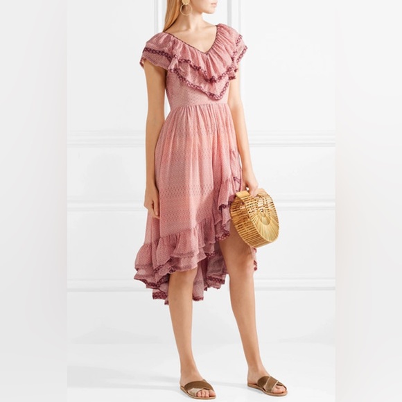 LoveShackFancy Elena Ruffled Silk Dress - Picture 2 of 8
